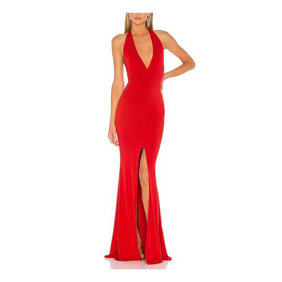 Nookie 'Illegal' Red Polyester Halter Gown Size XS